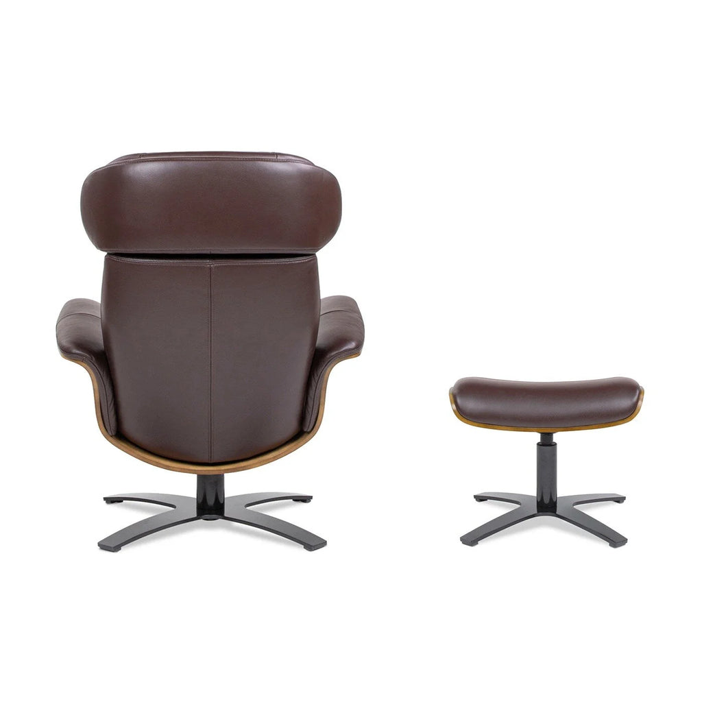 Fauteuil inclinable en cuir véritable Jovan 31.5 avec pouf