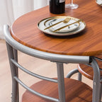 Ensemble table de bar et tabourets 3 pièces gris argenté/brun clair