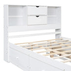 Lit plate-forme King Size avec tête de lit de rangement et 8 tiroirs