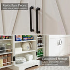47 armoire de cuisine de ferme, buffet de rangement avec portes de grange - N/A