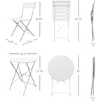 Ensemble bistro pliant 3 pièces en métal, ensemble de conversation intérieur/extérieur résistant aux intempéries pour patio, cour, jardin