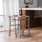 Ensemble table de bar et tabourets 3 pièces gris argenté/brun clair