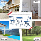 Ensemble bistro pliant 3 pièces en métal, salon de conversation intérieur/extérieur résistant aux intempéries pour patio, cour, jardin