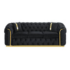 Canapé 3 places 90,6 Velvet avec 2 coussins haute densité, accents dorés et coussins