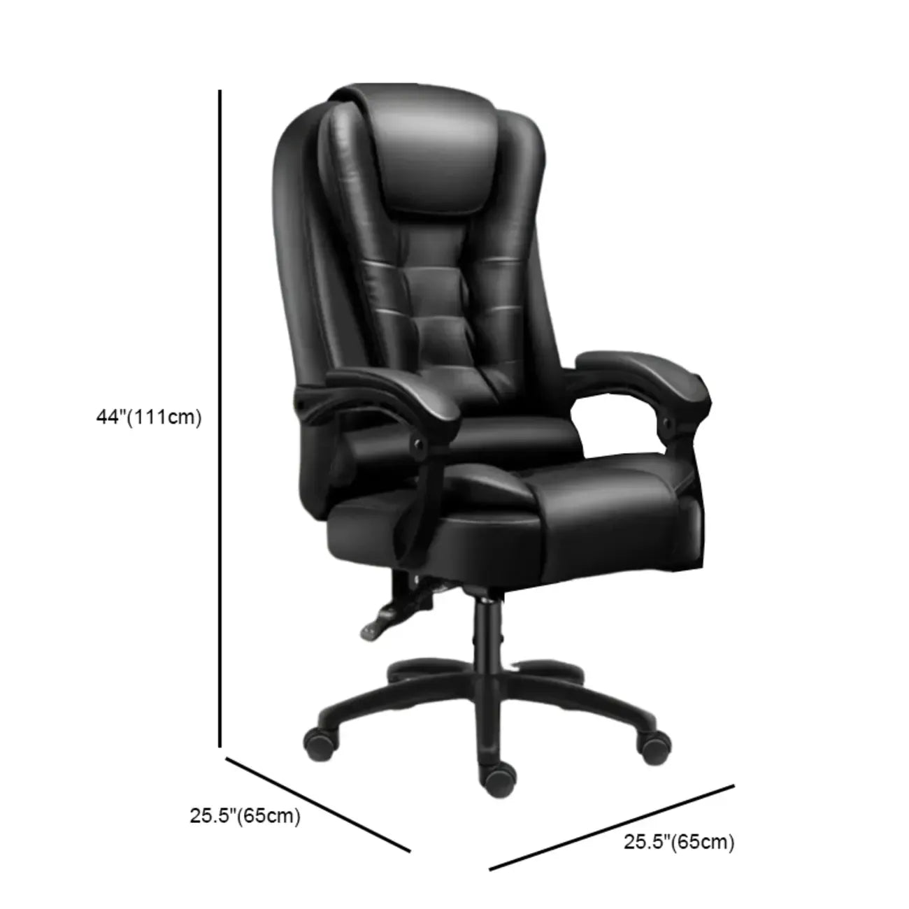 Fauteuil de bureau ergonomique pivotant en cuir noir avec repose-pieds