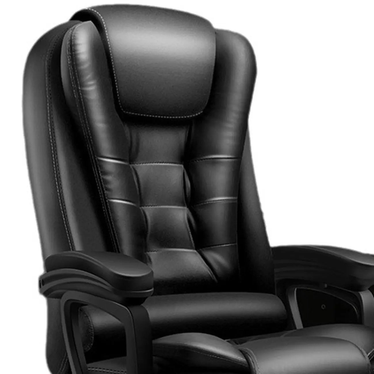 Fauteuil de bureau ergonomique pivotant en cuir noir avec repose-pieds