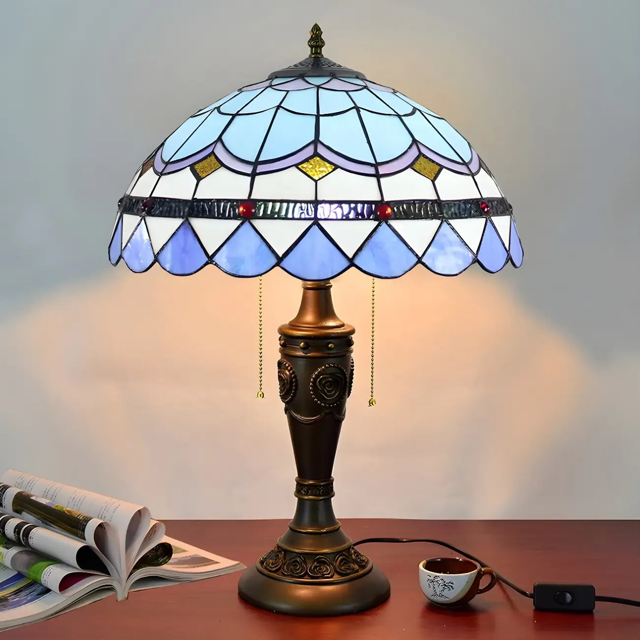 Lampe de table à dôme en verre inoxydable vintage 2 lumières HomeyFad