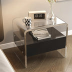Table de chevet avec tiroirs de rangement en acrylique blanc transparent