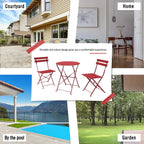 Ensemble bistro pliant 3 pièces en métal, salon de conversation intérieur/extérieur résistant aux intempéries pour patio, cour, jardin