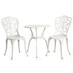 Table et chaises de patio extérieur en aluminium 3 pièces avec trou pour parasol